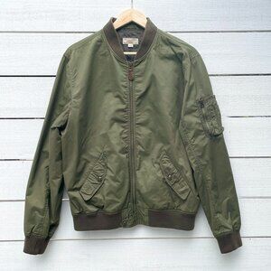 J.Crew Wallace & Barnes Bomber Jacket Army Green Full Zip Men’s Size Large L
